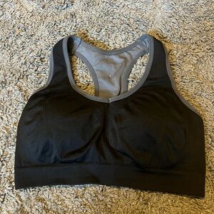 Zyia Active‎ Racerback Sports Bra, Black, Breathable Mesh Panel W/Zipper Size L